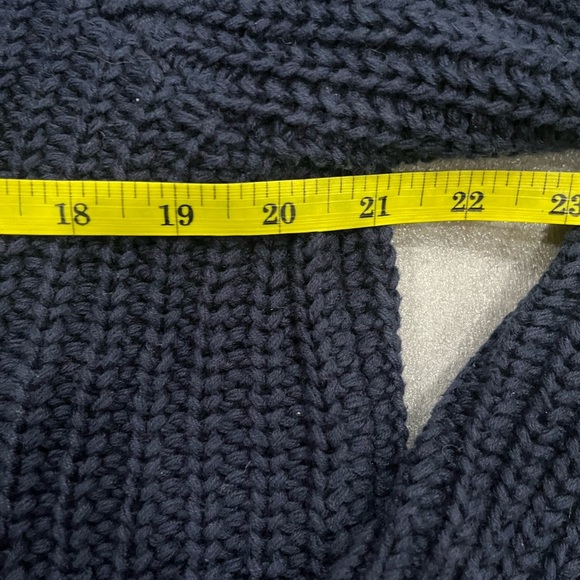 [M]L.L. Bean Men's Dark Blue 1/4 Snap Pullover Cable Knit Cotton Sweater EUC - Picture 5 of 9